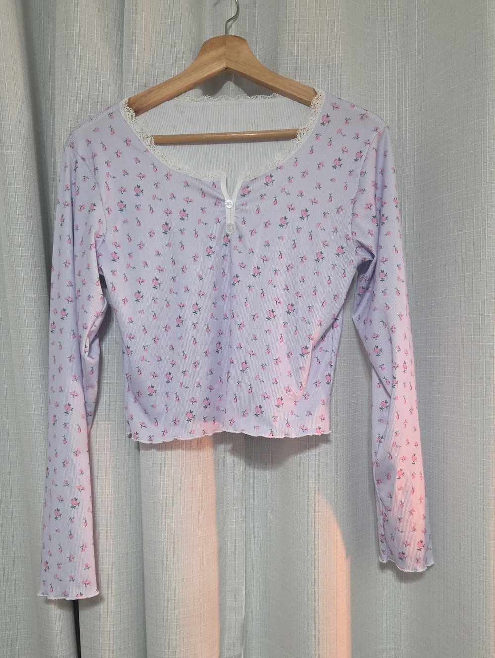 Light Purple Floral  Cropped Top